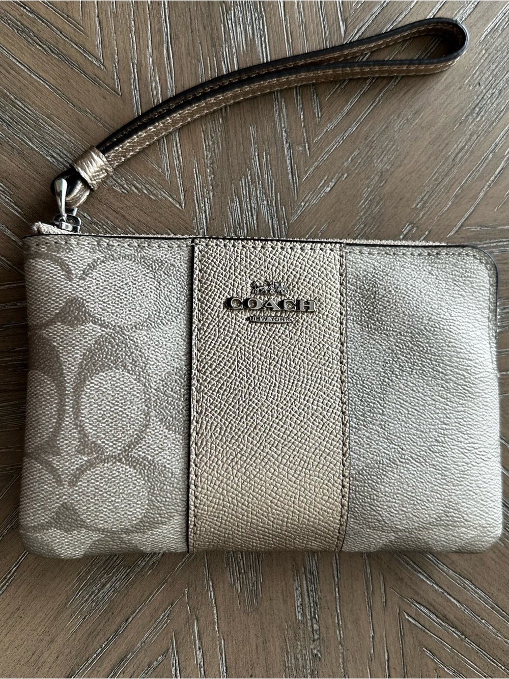 Coach Metallic Signature Wristlet
